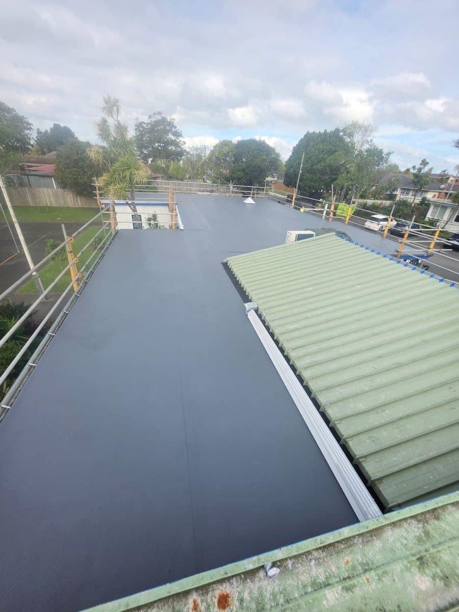 Residential membrane roof — Clean, weather-resistant membrane finish for a residential property. Membrane Roofing Systems, Auckland NZ.